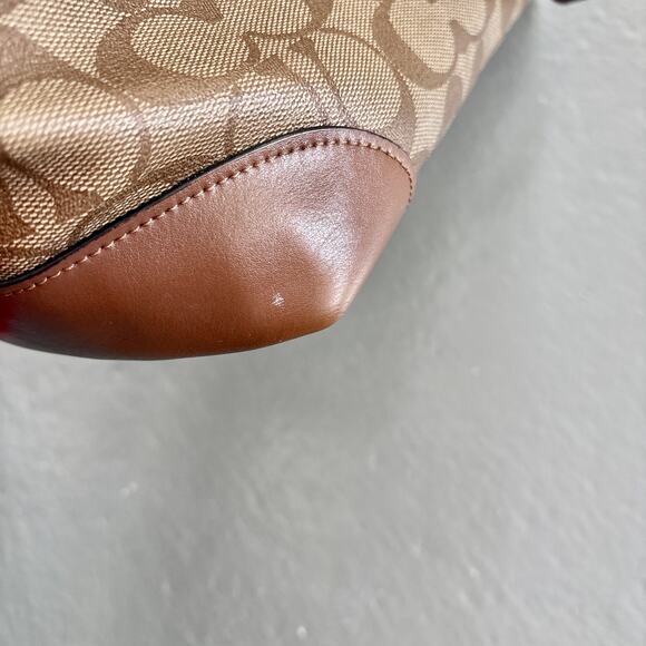 Coach Signature Canvas Zip Top Tote Bag F29208 Tan Gold Hardware - Preowned - Picture 8 of 16